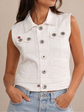 White Denim Moto Jacket